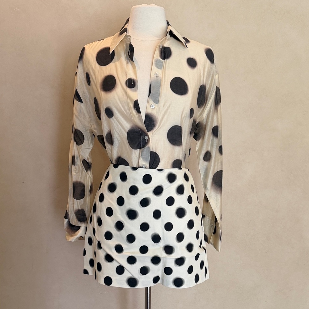 Mango Black Polka Dot blouse - Cream